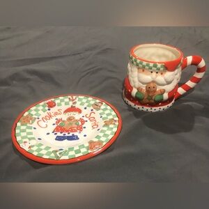 Vintage Santa Mug and Plate Set